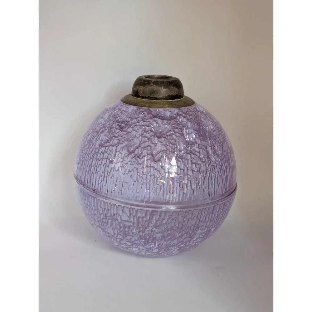 Textured Glass Orb Jar Periwinkle Lavender Neoteric‎ Spherical Decorative Vessel